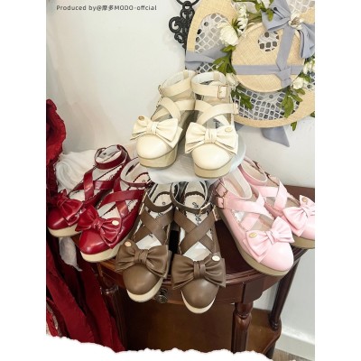 Modo Fairytale Town Large Bow Platform Shoes(Leftovers/6 Colours/Full Payment Without Shipping)